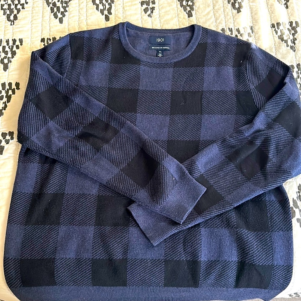 Blue and black plaid sweater. High quality